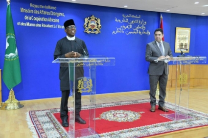 The AU peace and security commissioner, Nigeria's Bankole Adeoye, was received by the foreign minister Nasser Bourita.