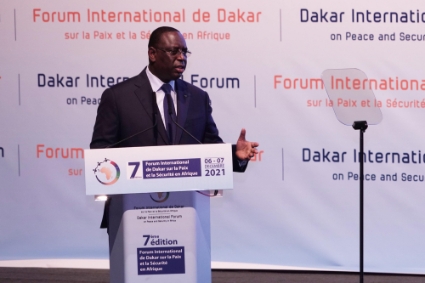 Macky Sall, President of Senegal, at the Dakar International Forum for Peace and Security.