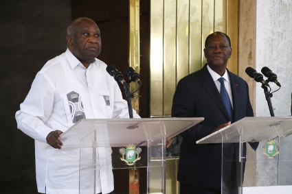 Laurent Gbagbo with Alassane Ouattara during their