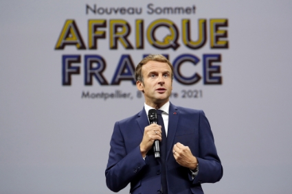 French president Emmanuel Macron at the Africa-France Summit on 8 October 2021 in Montpellier.
