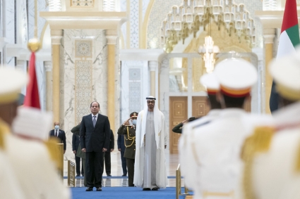 Egypt's President Abdel Fattah al-Sisi with Abu Dhabi Crown Prince Sheikh Mohammed bin Zayed al-Nahyan.