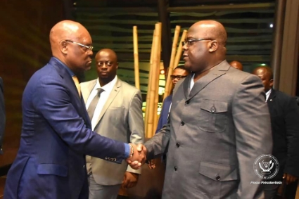 Congolese president Félix Tshisekedi (right) and his security adviser François Beya.