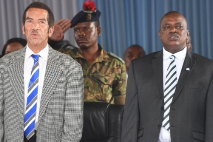 Botswana's president Ian Khama and his vice president Mokgweetsi Masisi in 2018, before the latter succeeded him as president.