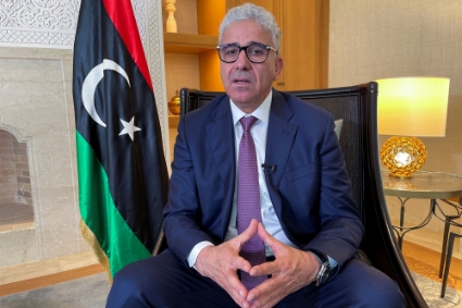 Fathi Bachagha, the prime minister appointed by the Tobruk House of Representatives, during an interview with Reuters in Tunis, 30 March 2022.