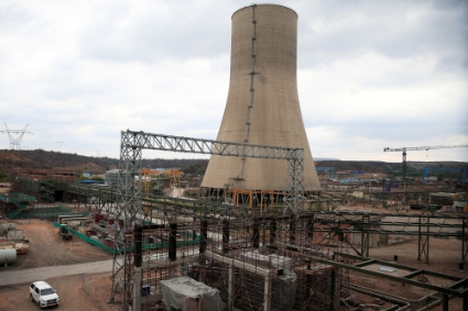 A cooling tower at Hwange Power station's Phase 8, currently under construction in Hwange, Zimbabwe, October 19, 2021.
