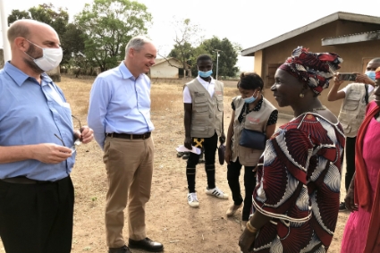 British ambassador in Guinea, David McIlroy, visiting Beindou, in the center of the country.
