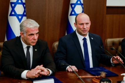Israeli Foreign Minister Yair Lapid with Naftali Bennett (left to right).