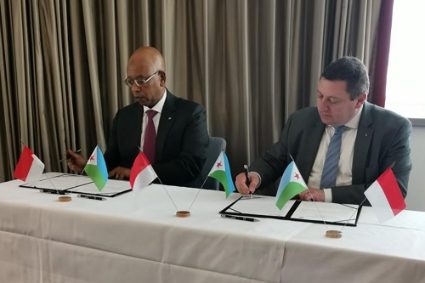 President of the Djibouti Chamber of Commerce, Youssouf Moussa Dawaleh, with Executive Director of the Monaco Economic Board, Guillaume Rose, during the 9-10 May 2022 visit,