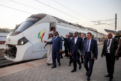 Senegalese President Macky Sall during the inaugural journey of the Dakar-Diamniadio TER, 15 January 2019.