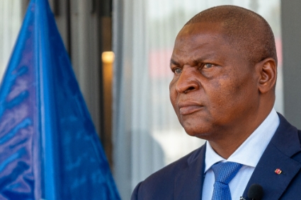 President of the Central African Republic Faustin-Archange Touadera on September 17, 2021, in Bangui.