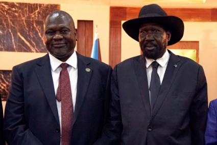 South Sudanese Vice President Riak Machar and President Salva Kiir, here in 2020.