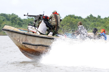 Members of the Movement for the Emancipation of the Niger Delta (MEND) armed group, September 2008.