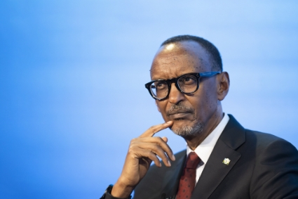 Rwandan President Paul Kagame in Davos, Switzerland, on 24 May 2022.
