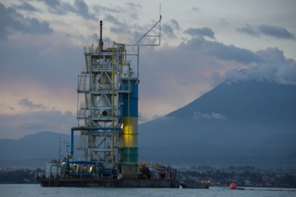 A methane extraction platform on Lake Kivu.