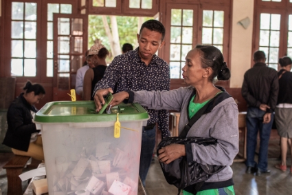A polling station in Antananarivo during the second round of the presidential election, 18 December 2018.