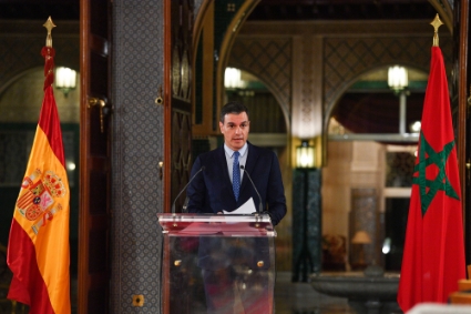 Spanish Prime Minister Pedro Sanchez, during his last visit to Morocco, on 7 April 2022.