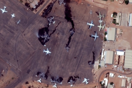 Satellite image of Khartoum International Airport, 17 April 2023.