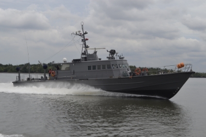 One of the 42 vessels operated by the private security firm OMS.