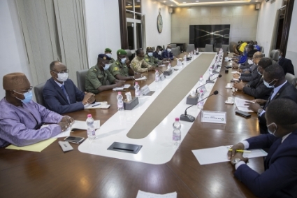 Meeting of a delegation from ECOWAS with military leaders from the CNSP in Bamako, 22 August 2020.