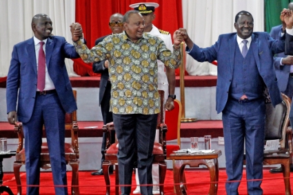 From left to right: William Ruto, Uhuru Kenyatta and Raila Odinga.