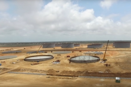 The Barra do Dande oil terminal under construction (2015).