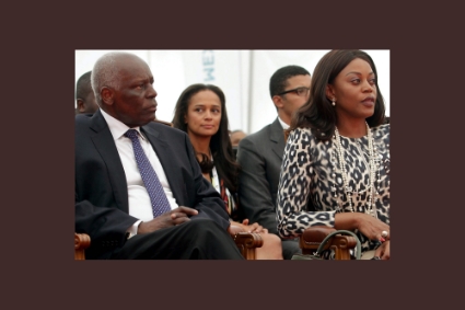 José Eduardo dos Santos, his wife Ana Paula dos Santos, and in the background his daughter Isabel dos Santos with her husband Sindika Dokolo in August 2012.