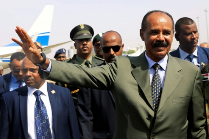 Eritrean president Isaias Afwerki in Khartoum in 2019.