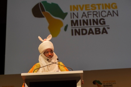 Muhammadu Sanusi II, Emir of Kano, and Chairman of the Black Rhino Group speaks on the first day of the Mining Indaba 2016 Conference on 8 February 2016 at the Cape Town International Convention Centre in Cape Town.