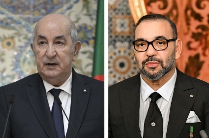 Algeria's president Abdelmadjid Tebboune (left) and King Mohammed VI of Morocco
