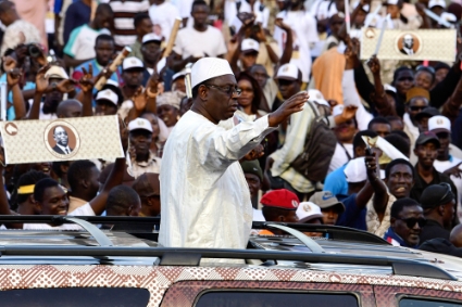 Macky Sall on electoral campaign, the 22th of February 2019, in Dakar.