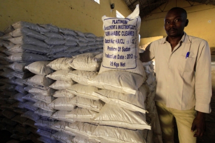 Sacks of gum arabic ready for export in El-Obeid town at the state of North Kordofan in Sudan.