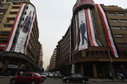 Campaign posters for Abdelfattah al-Sisi during the last presidential election, in central Cairo.