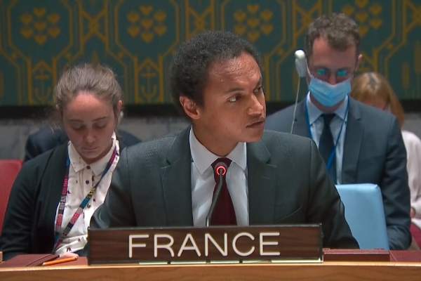 Member of the Permanent Mission of France to the UN Wadid Benaabou on April 20, 2022.