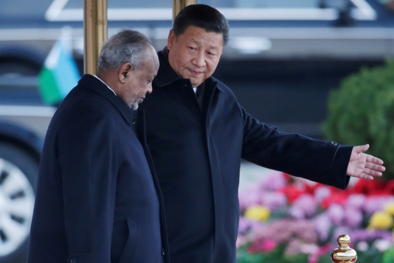 In debt with Beijing, Djibouti President Ismaïl Omar Guelleh, here with Xi Jinping.