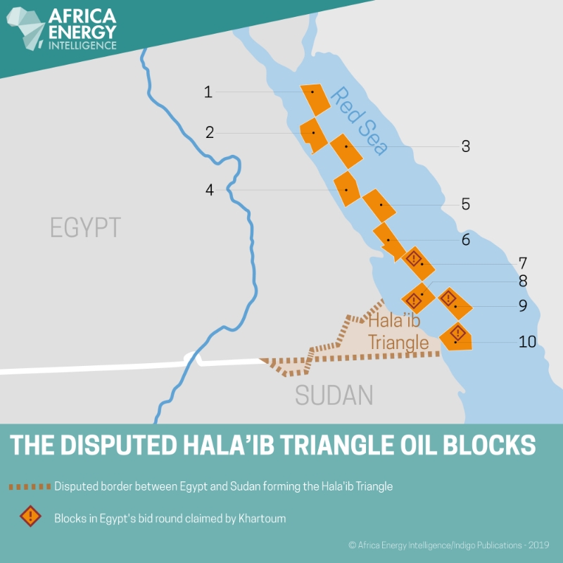 The disputed Hala'ib triangle oil block.