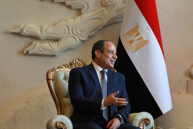 Egyptian President Abdel Fattah al-Sisi at Baghdad Airport in Iraq on 27 June 2021.
