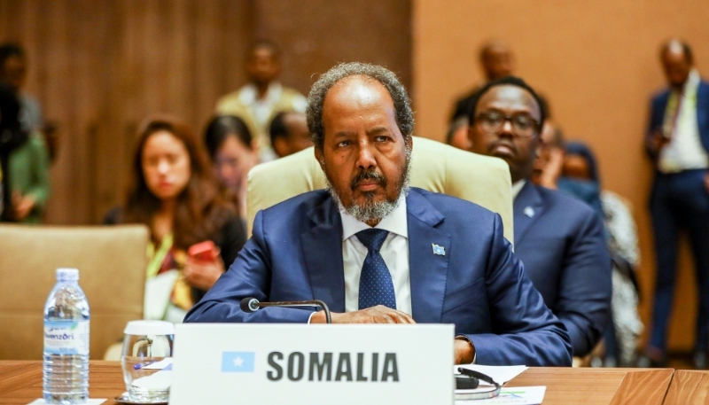 Hassan Sheikh Mohamud at the Non-Aligned Movement summit in Kampala on 19 January 2024. 
