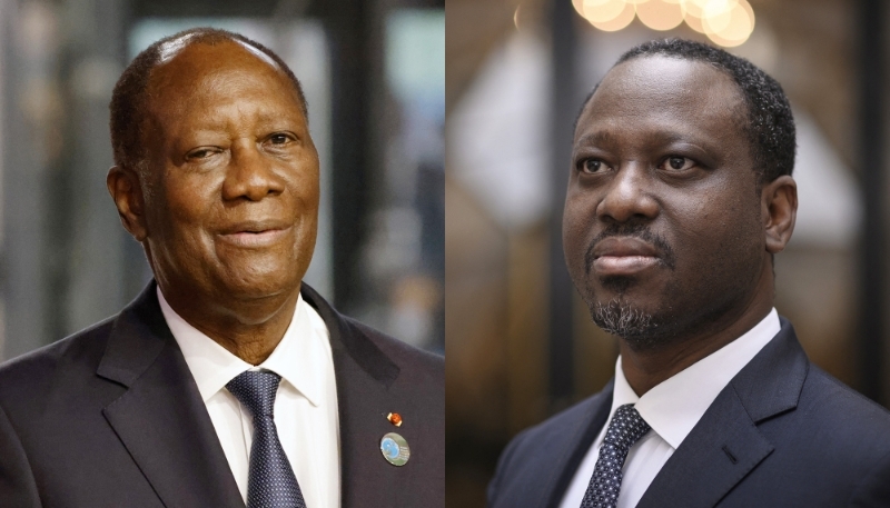 Ivorian president Alassane Ouattara and leader of the opposition Guillaume Soro (left to right).