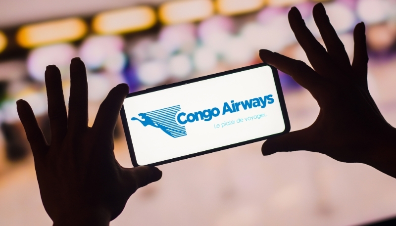 The logo of Congo Airways.