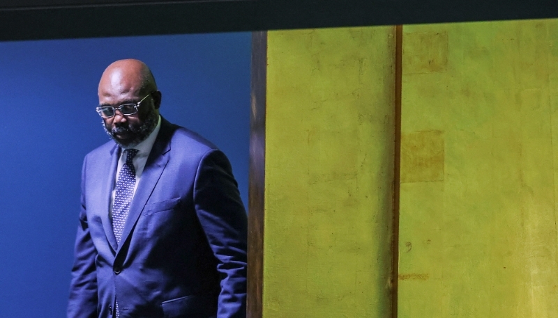 Liberia's President George Weah arrives to address the 78th Session of the UN General Assembly in New York City on 20 September 2023.