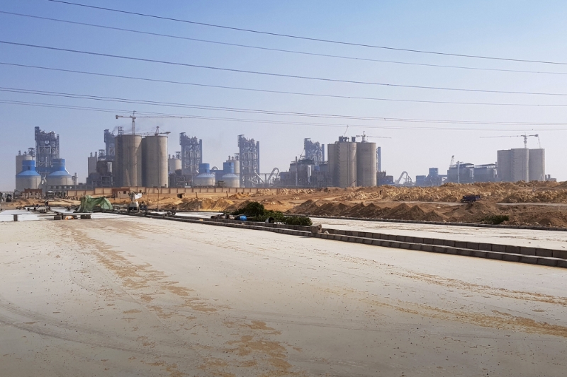 A general view of a plant of Arish Cement Co in the Egyptian Southern governorate of Beni Suef, south of Cairo, in January 2018. 