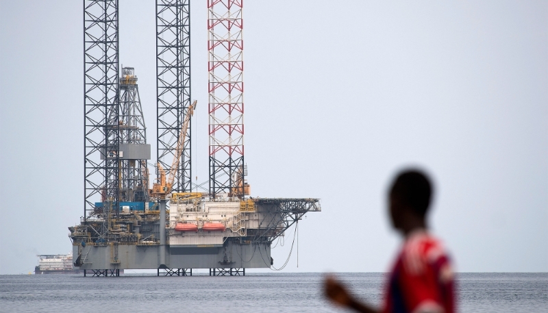 An offshore oil rig, off the coast of Port-Gentil in Gabon.