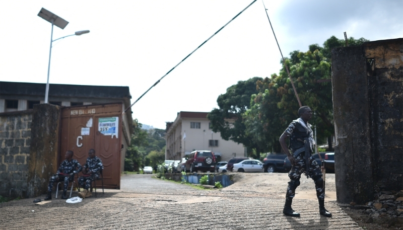 Members of the Sierra Leonean Police Forces in Freetown on 27 November 2023. 