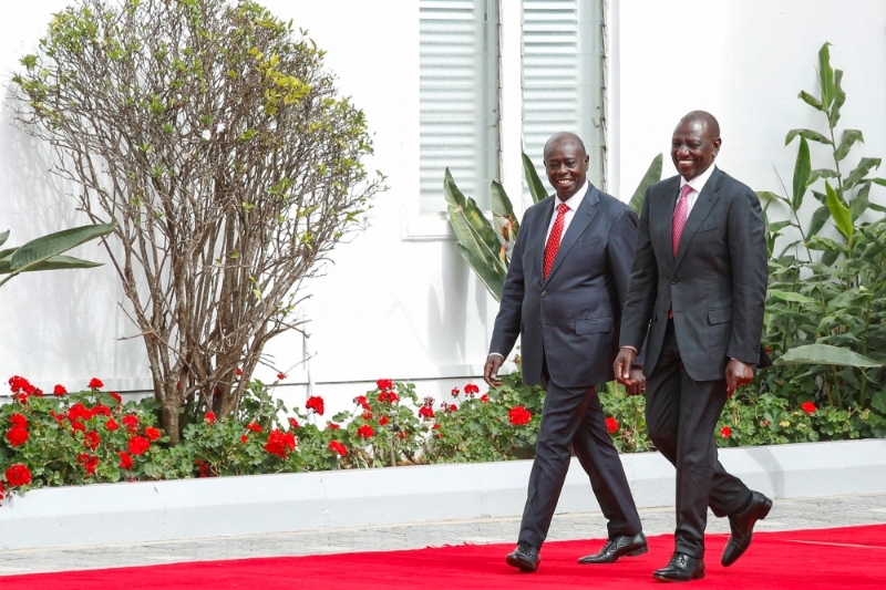 Kenyan President William Ruto (right) and his deputy Rigathi Gachagua, in Nairobi, Kenya, on 21 August 2023. 