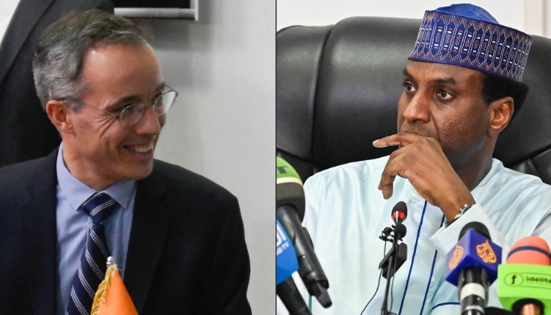 Orano CEO Nicolas Maes (left) and the Nigerien prime minister, Ali Lamine Zeine.