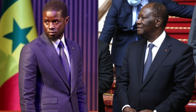 Senegalese president Bassirou Diomaye Faye (left) and his Ivorian counterpart, Alassane Ouattara.