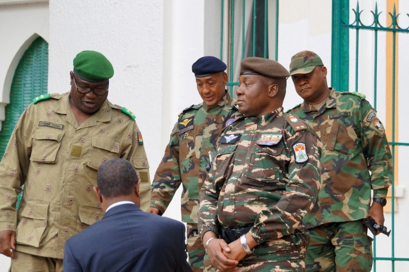 Abdourahamane Tchiani and other army commanders, in Niamey, on 28 July 2023.