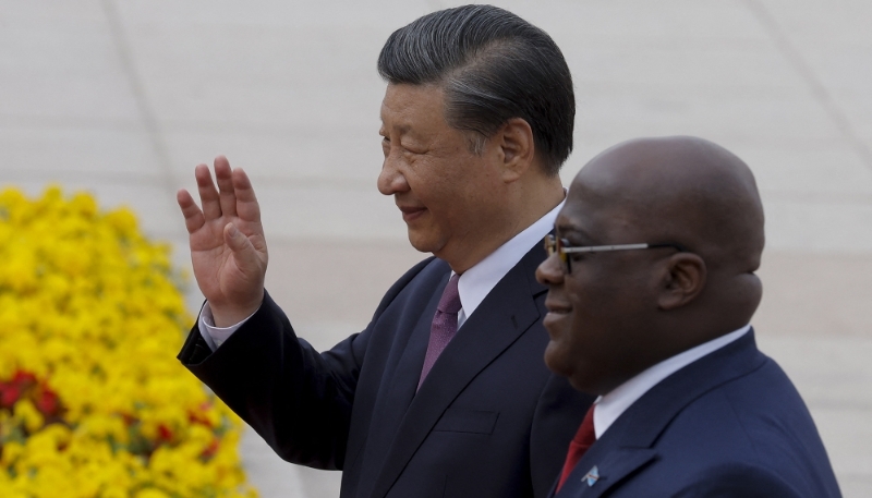 Felix Tshisekedi and Xi Jinping in Beijing on May 26, 2023.