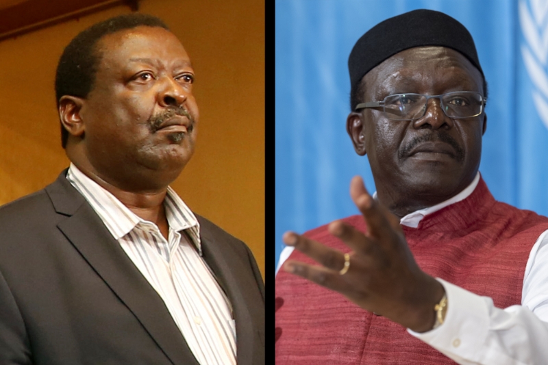 Musalia Mudavadi (left) and Mukhisa Kituyi (right) are positioning themselves to replace Raila Odinga as Uhuru Kenyatta's runner-up.