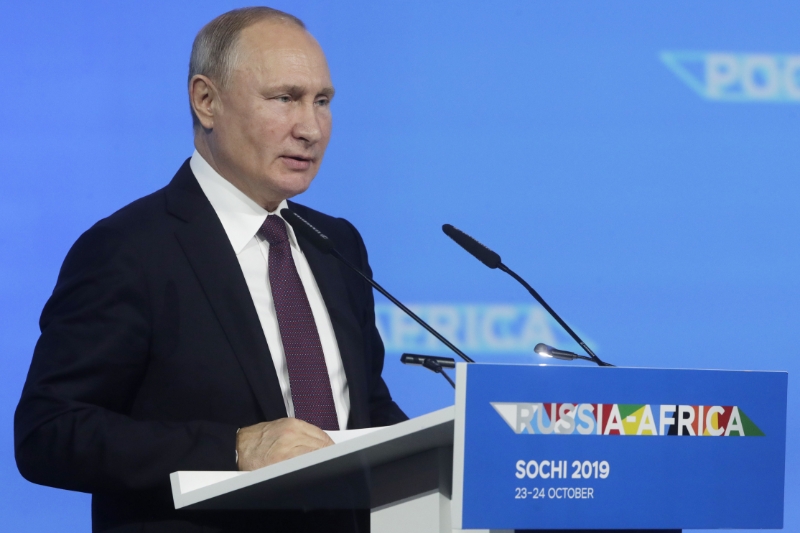 Russian President Vladimir Putin at the 2019 Russia-Africa summit.